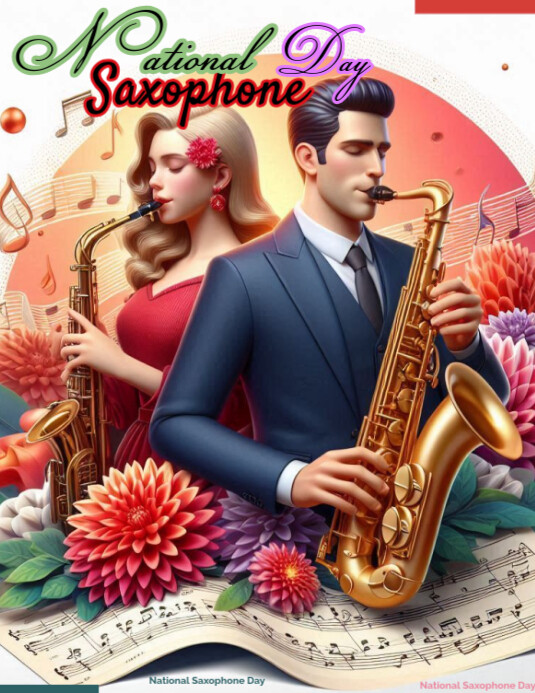 Saxophone Lesson Poster Saxophone Day Template | PosterMyWall