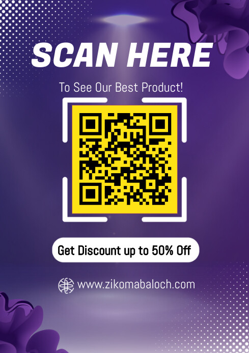 Scan here, qr code A4 template
