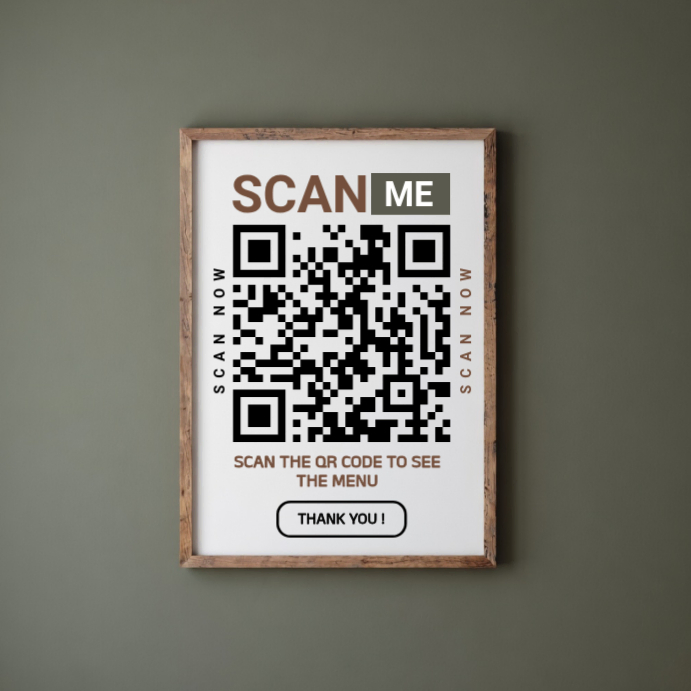 Scan Card Example Brown Scan Menu Card Square Template | PosterMyWall