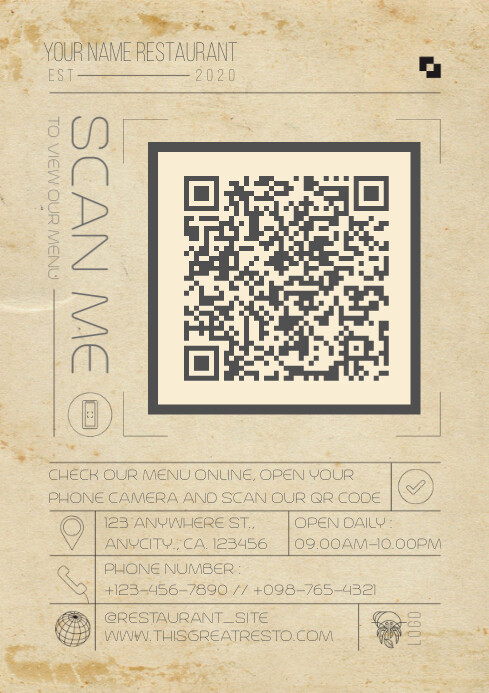 Scan Menu Template Design A4