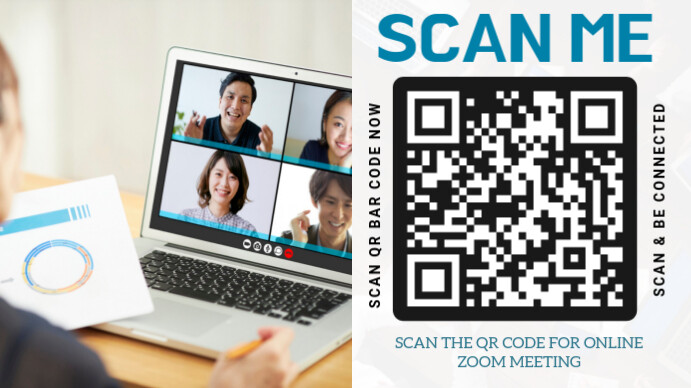 Scan Qr Code For Online Zoom Meeting Digitalt display (16:9) template