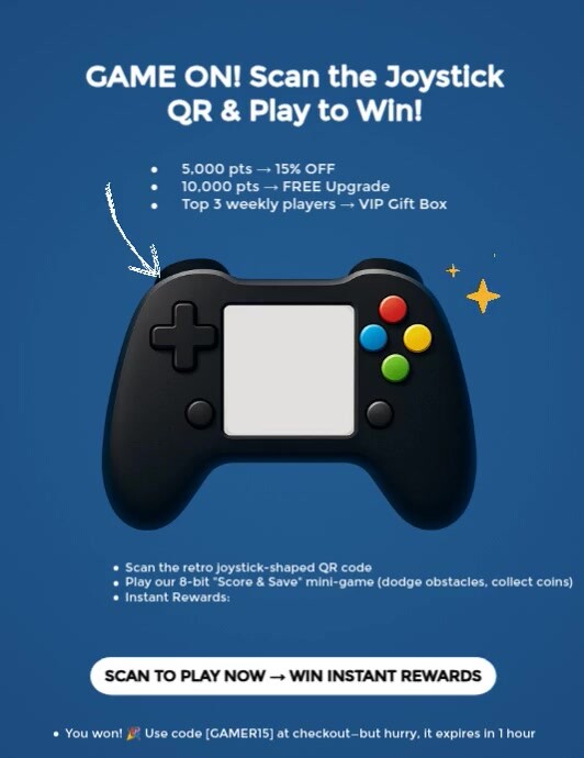 Scan the Joystick QR & Play to Win Prizes! Flyer (US Letter) template