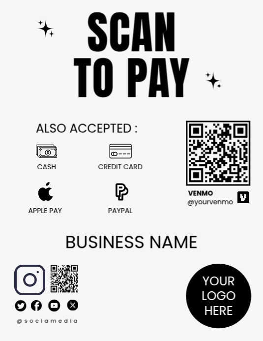 Scan to Pay QR Code Sign เทมเพลต | PosterMyWall