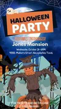 Scarecrow Halloween Party Digital Signage Display digitale (9:16) template