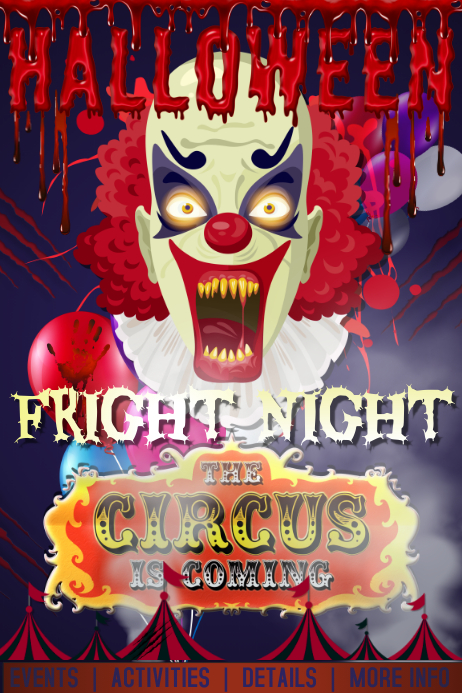 Scary Circus Clown Horror Haunted Halloween Party Costume Template