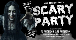 Black Halloween Scary Party Ibinahaging Larawan sa Facebook Template