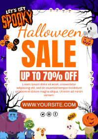 Scary Pumpkin Halloween Sale A4 template