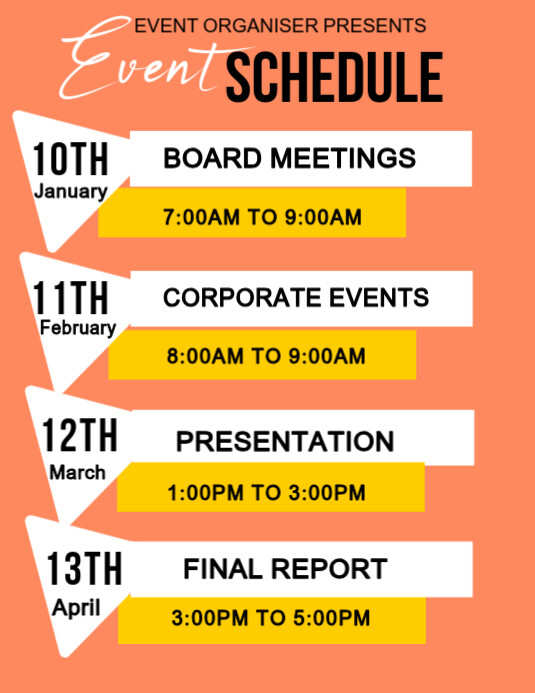 Schedule events for program design template | PosterMyWall