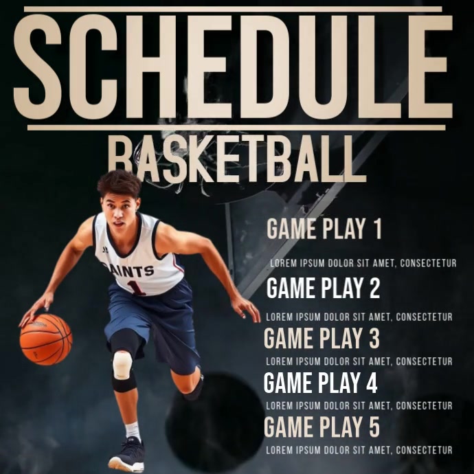 Schedule for Basketball Player Instagram-opslag template