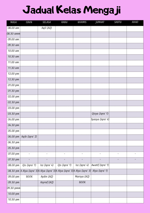 Schedule Jadual Template PosterMyWall