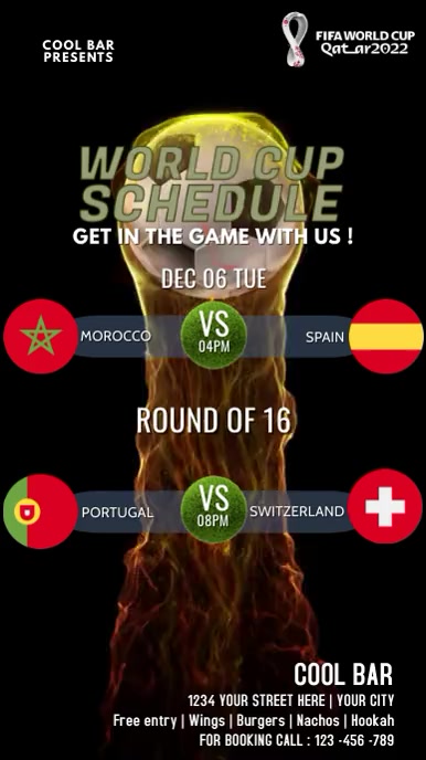 SCHEDULE WORLD CUP, qatar 2022 Instagram Story template