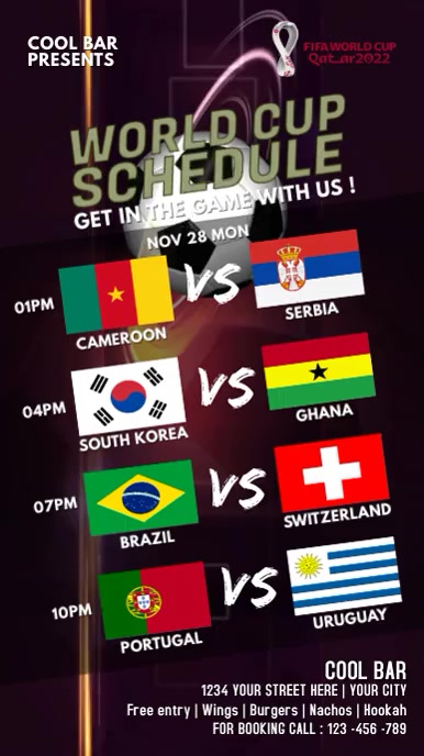 SCHEDULE WORLD CUP, qatar 2022 Instagram Story template