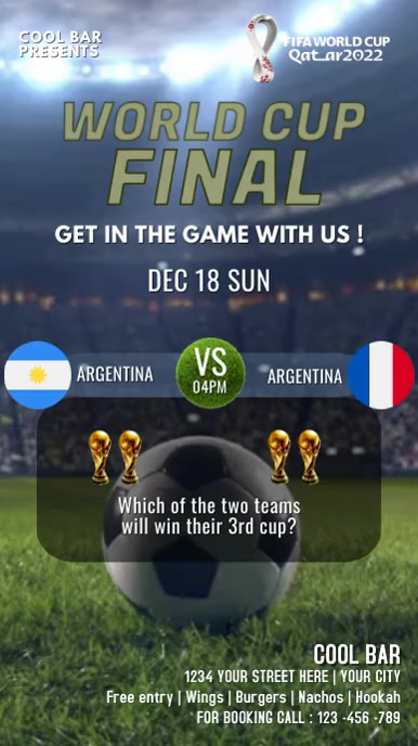 SCHEDULE WORLD CUP, qatar 2022, final Instagram Story template