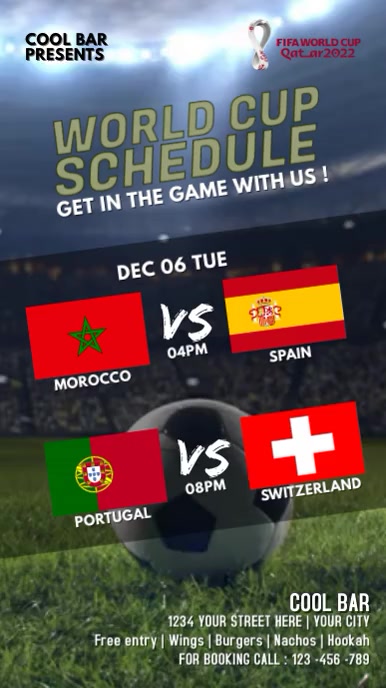 SCHEDULE WORLD CUP, qatar 2022, round of 16 Instagram 快拍 template