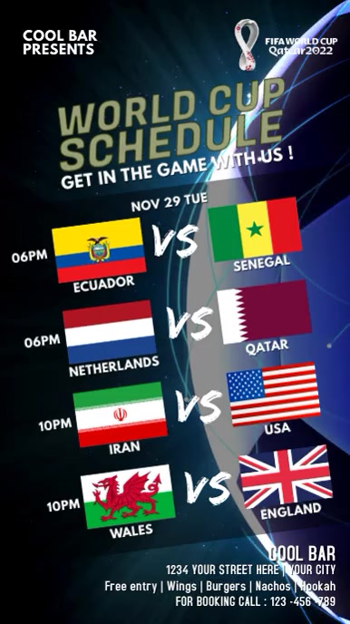 SCHEDULE WORLD CUP, qatar 2022 Instagram 快拍 template