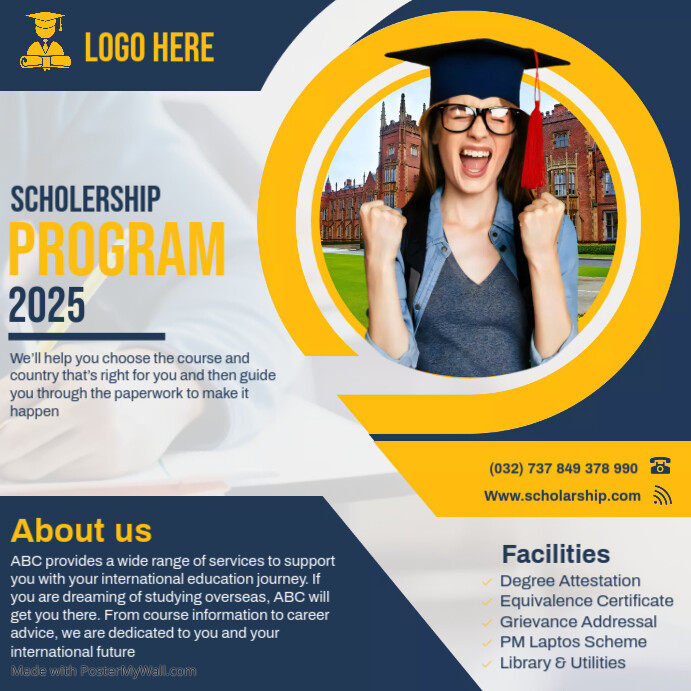 Scholarahip program instagram post Template | PosterMyWall