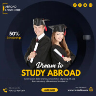 Черный Study Abroad Scholarship Instagram Post Template