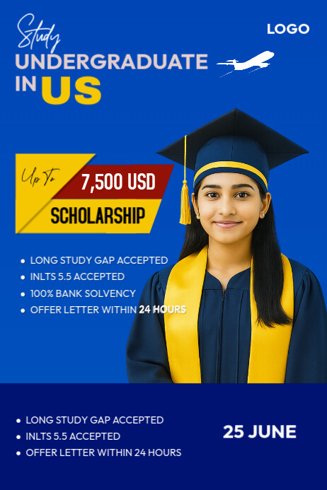 Undergrad Program Poster Scholarship For Undergraduate Study In Usa Poster Template | PosterMyWall