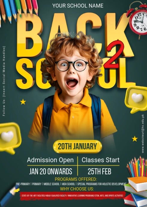 School,back to school,2025 Admissions open A6 template