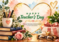 Brown Teacher's Day Открытка Template
