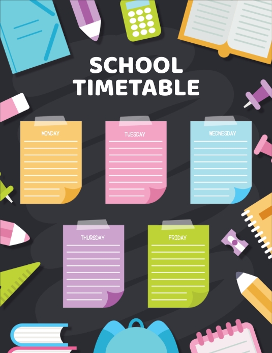 School Academic Timetable Poster Template | PosterMyWall