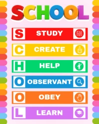 SCHOOL Acronym Poster Design Instagram Portrait template