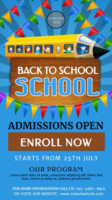 school admission, back to school, school enro Instagram Story template