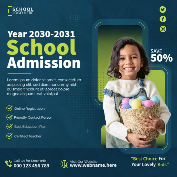 School Admission Ads Template | PosterMyWall