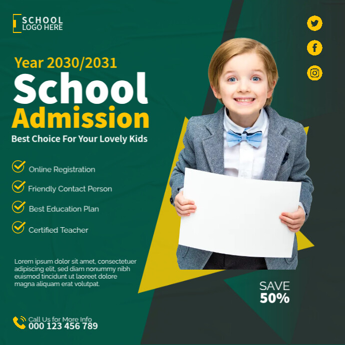 School Admission Ads Template | PosterMyWall