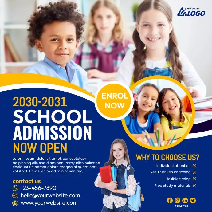 School Admission Ads Template | PosterMyWall