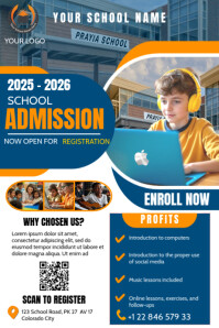 School admission back to school poster template