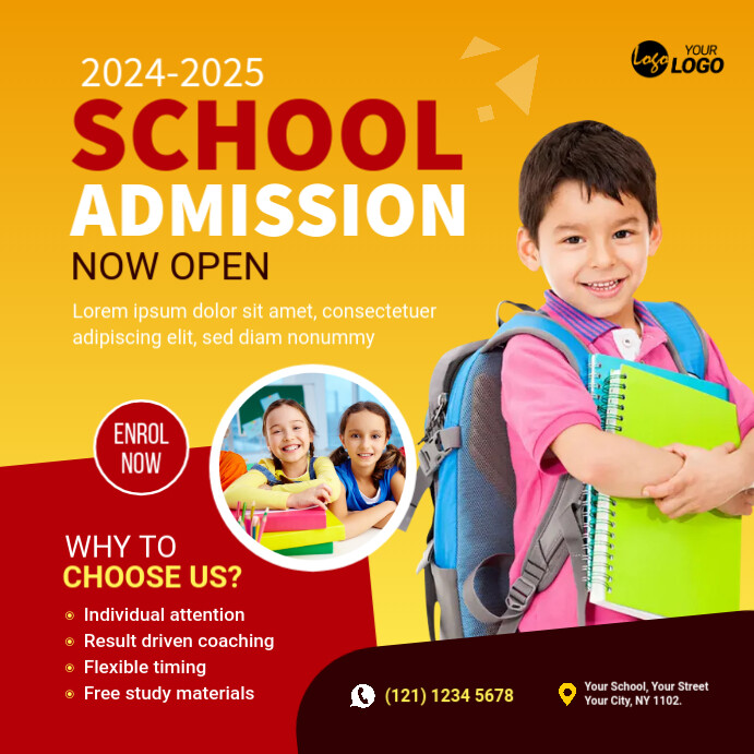 School Admission Banner Ad Template | PosterMyWall
