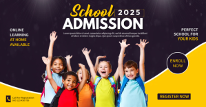 สีม่วง School Admission auf Facebook geteiltes Bild Template