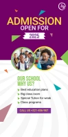 School Admission Banner Cartel enrollable de 3 × 6 pulg. template