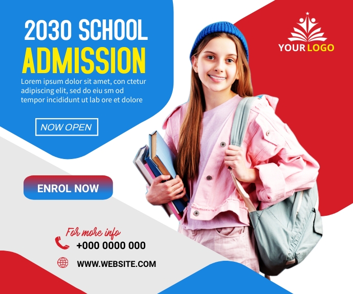 School admission banner Mittelgroßes Rechteck template