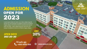 School admission banner post Facebook Cover Video (16:9) template