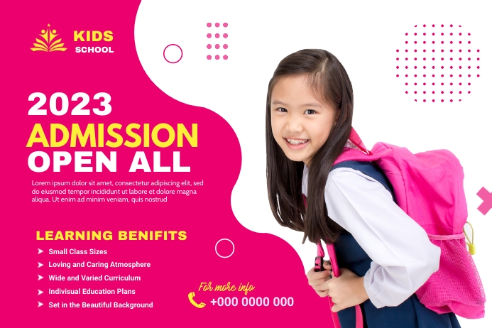 School admission banner post แบนเนอร์ 4' × 6' template