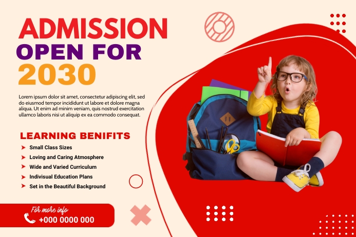 School admission banner post Transparent 4 stopy × 6 stóp template