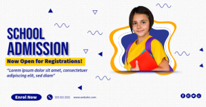 白色 School Admission Facebook Shared Image Template