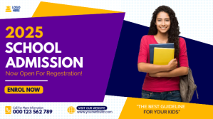Blue School Admission Цифровой дисплей Template