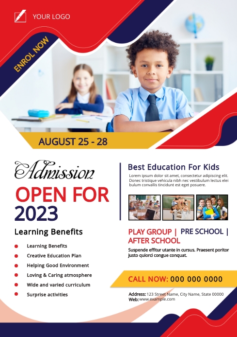 School Admission Flyer A4 template