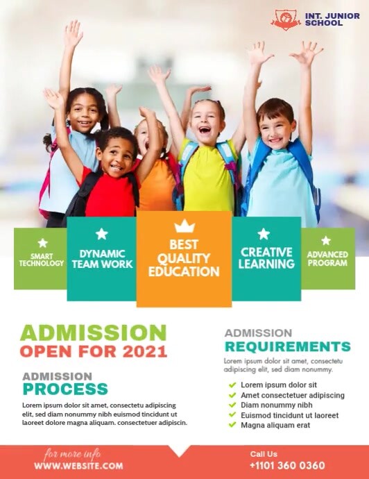 School Admission Flyer Рекламная листовка (US Letter) template