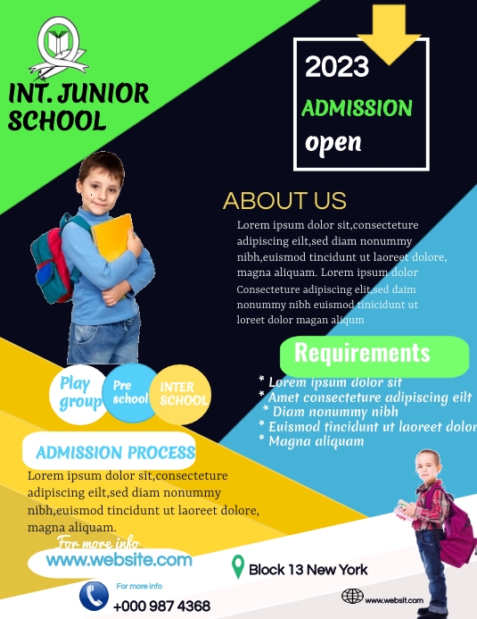 School admission flyer Folheto (US Letter) template