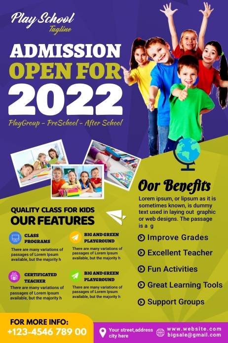 school admission flyer template Bannière 4' × 6'