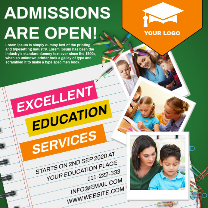 School admission instagram post template