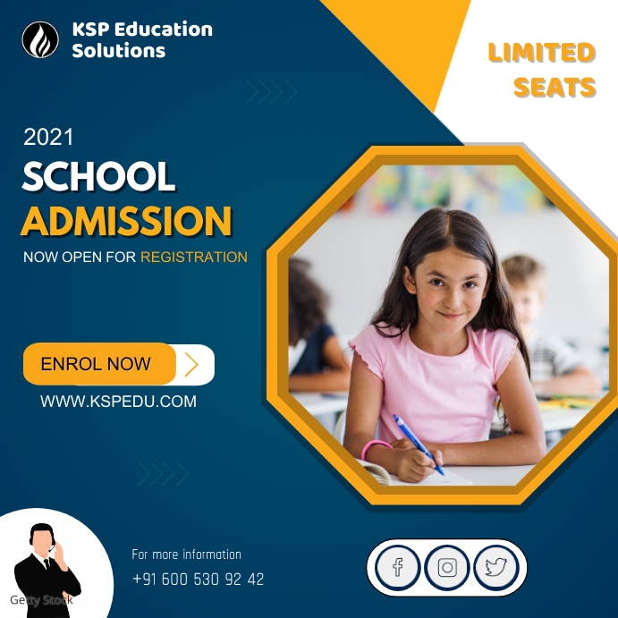 School Admission Open Social Media Banner Tem Publicação no Instagram template