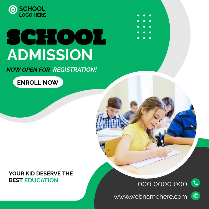 school admission poster Instagram Plasing template