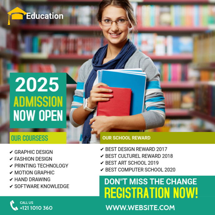 School Admission Post Instagram 帖子 template