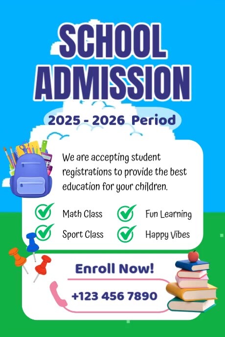 School Admission Poster Cartaz template