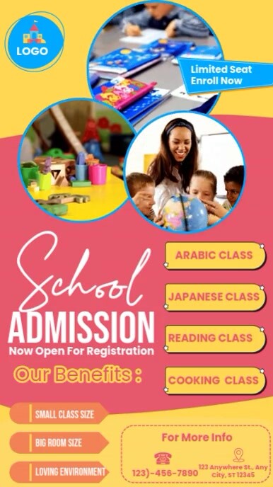 School Admission Poster Instagram Story template